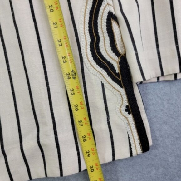 TORY BURCH ‘Filipa’ Black & White Striped Kaftan Linen Tunic size12 🆕⌚📦🏃💨🚚 - Picture 13 of 16
